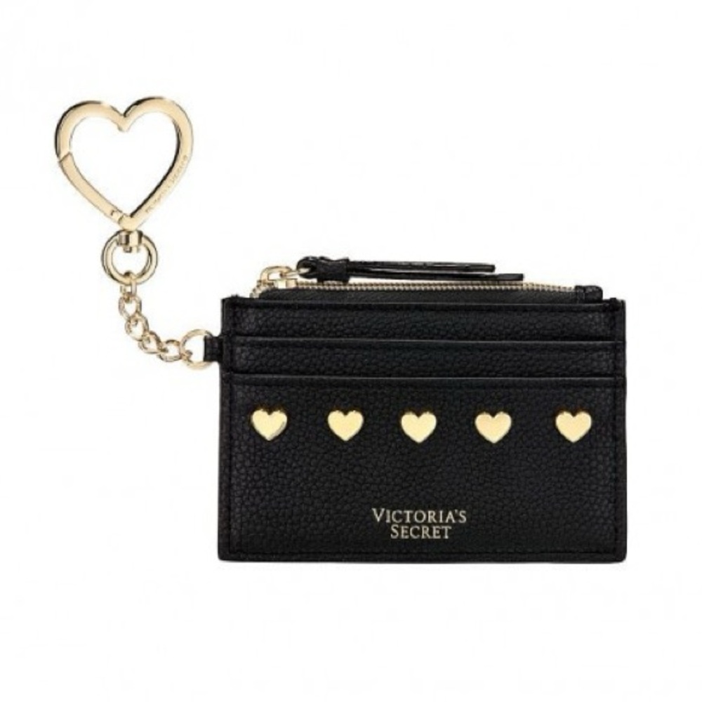 VTG Victoria’s Secret Black Heart Stud Card Case Keychain